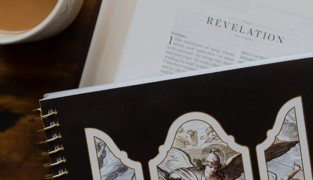The book of revelation study cover on an open revelation bible study