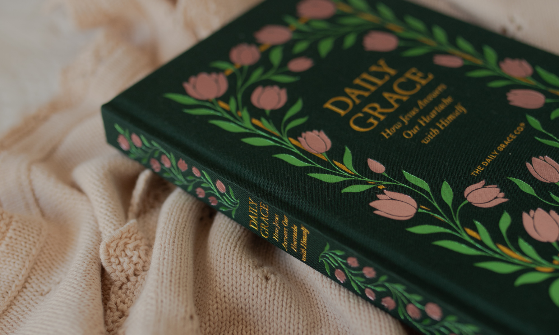 The Daily Grace Co Book on a tan blanket