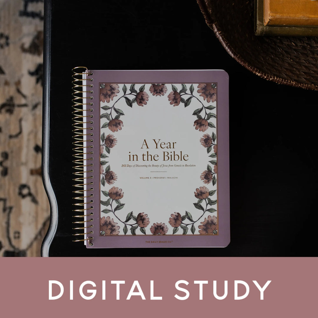A Year in the bible Vol 3 cover on a black tabletop with a banner that says Digital Study
