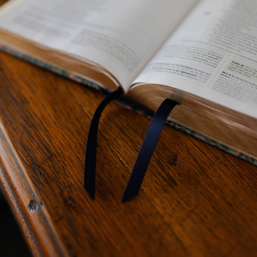 Navy blue bookmarks for Bible