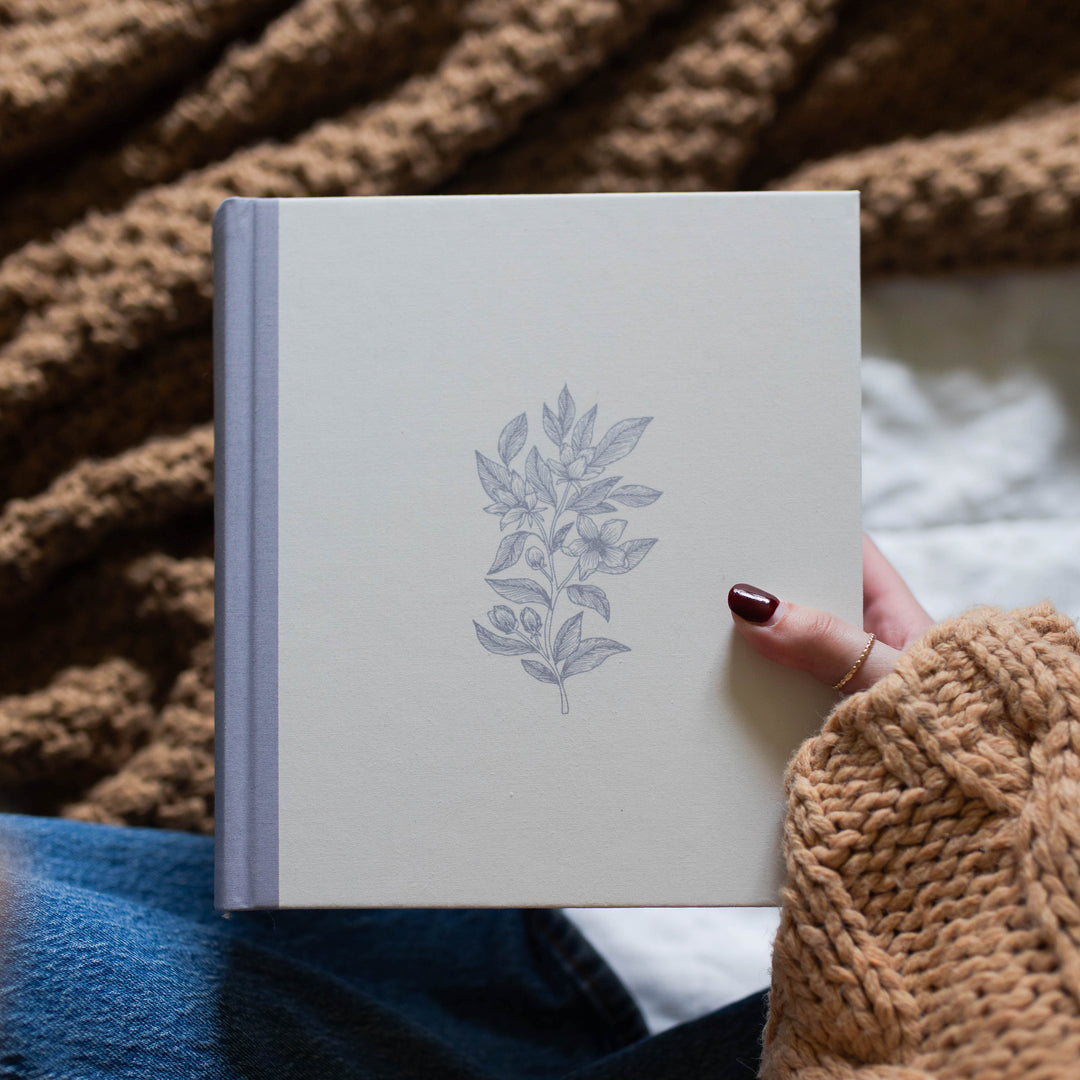 Cream and lavender bible with floral design