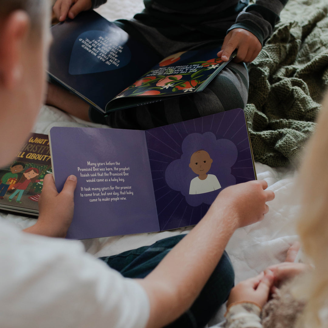 Inside pages of The Promised One Christmas Kids Board Book