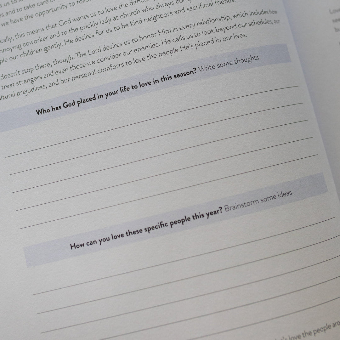 Example reflection questions in This Is His Year faith workbook for women