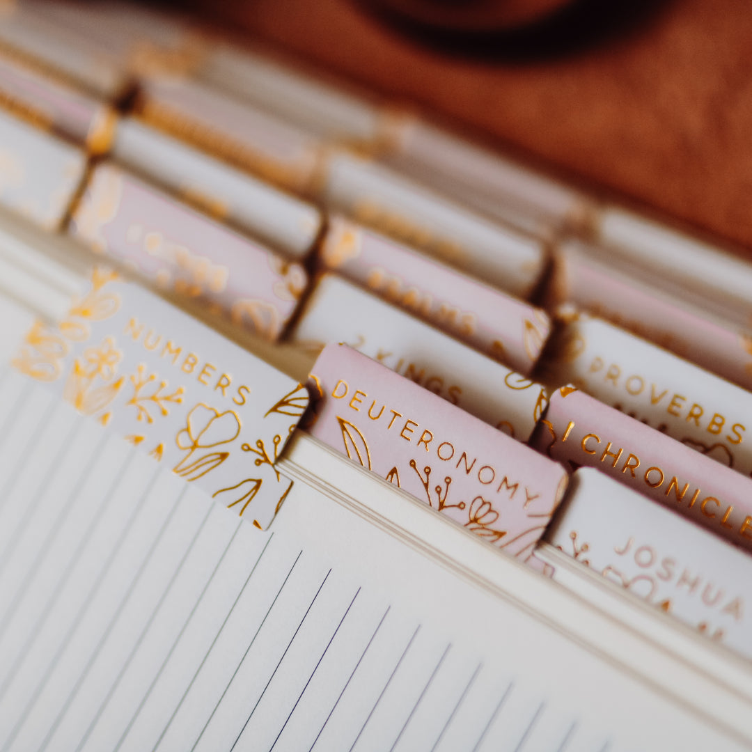 Bible Tabs with Gold Foil on Bible