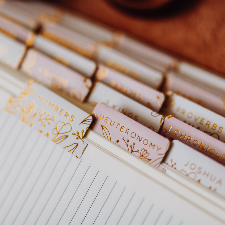 Bible Tabs with Gold Foil on Bible