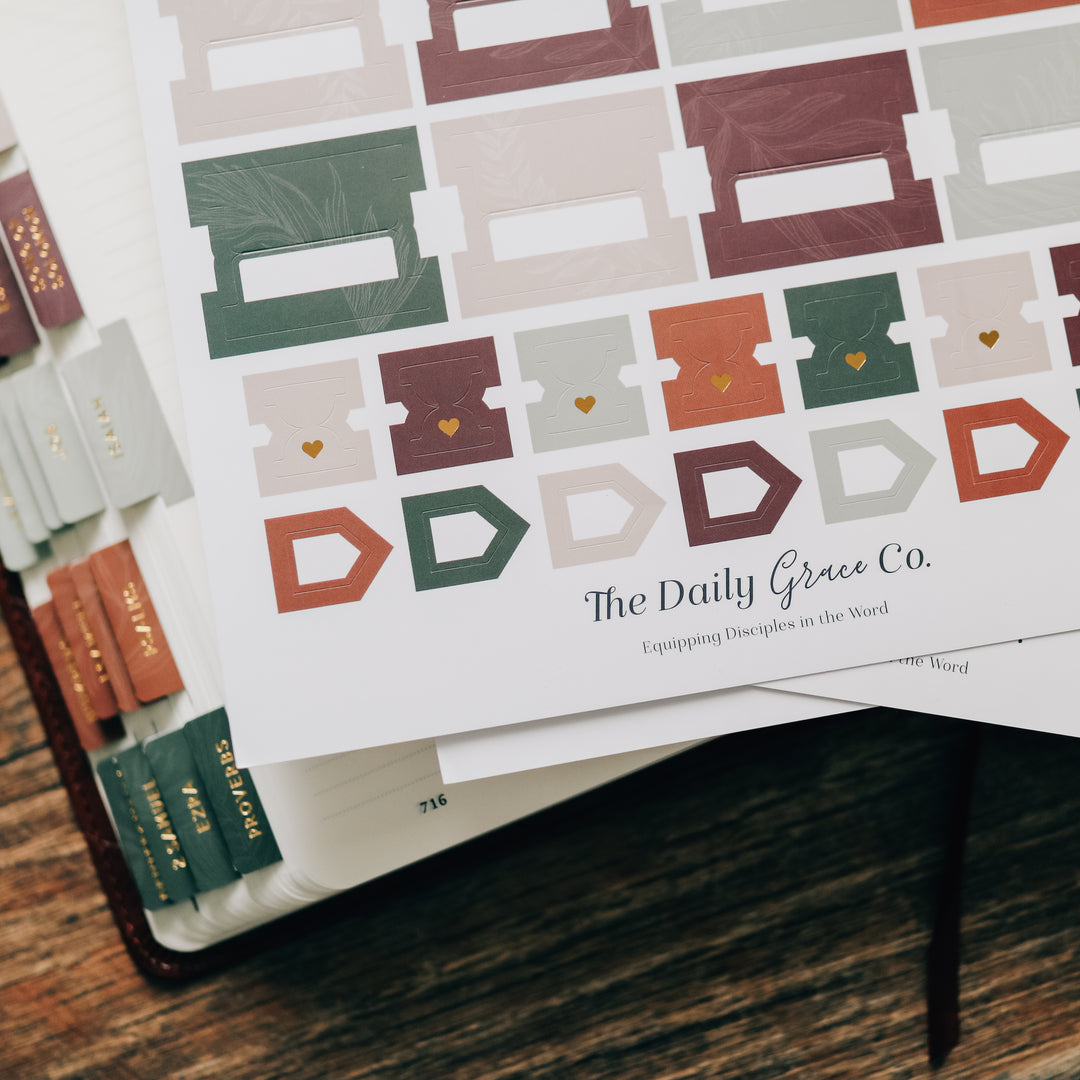 bible tabs in journaling Bible