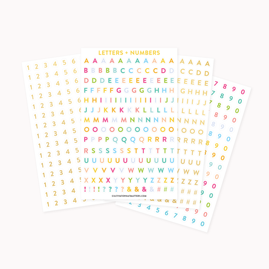 Letter and Numbers Sticker Pack - Cultivate What Matters - Personalization Stickers - Goal Setting - Planner Stickers