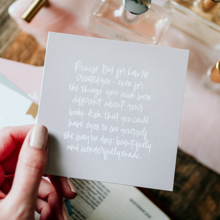 cards with prayer prompts for body image