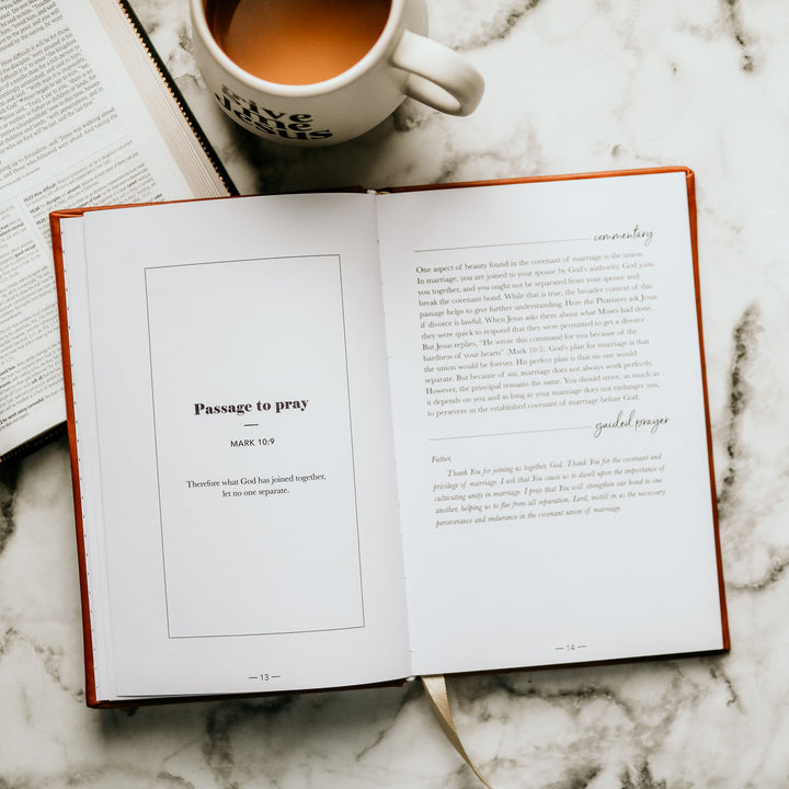 A leatherette journal with prayers for your marriage