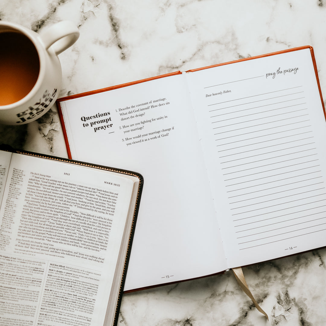 A leatherette journal with prayers for your marriage