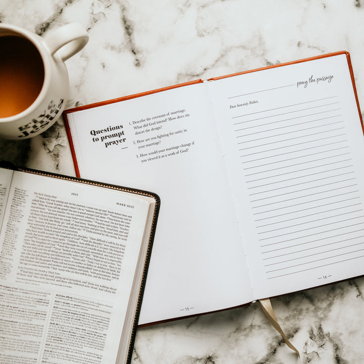 A leatherette journal with prayers for your marriage