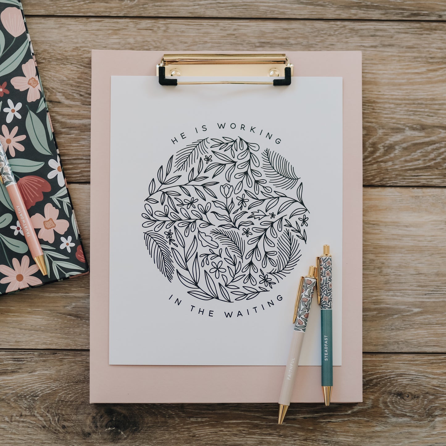 Working in the Waiting Print - Floral