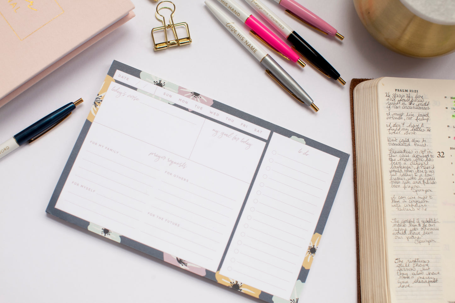 Daily Notepad - Navy Floral