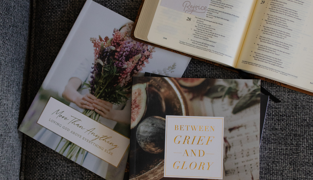 Two Daily Grace Bible studies underneath an open bible
