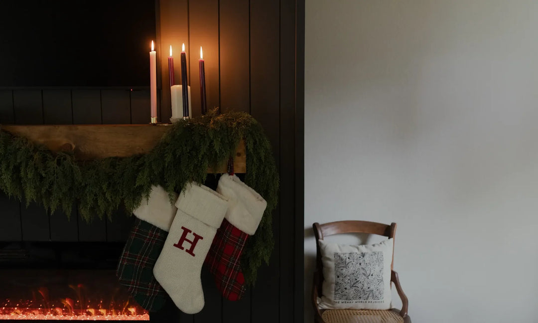 Stockings hanging on a mantle