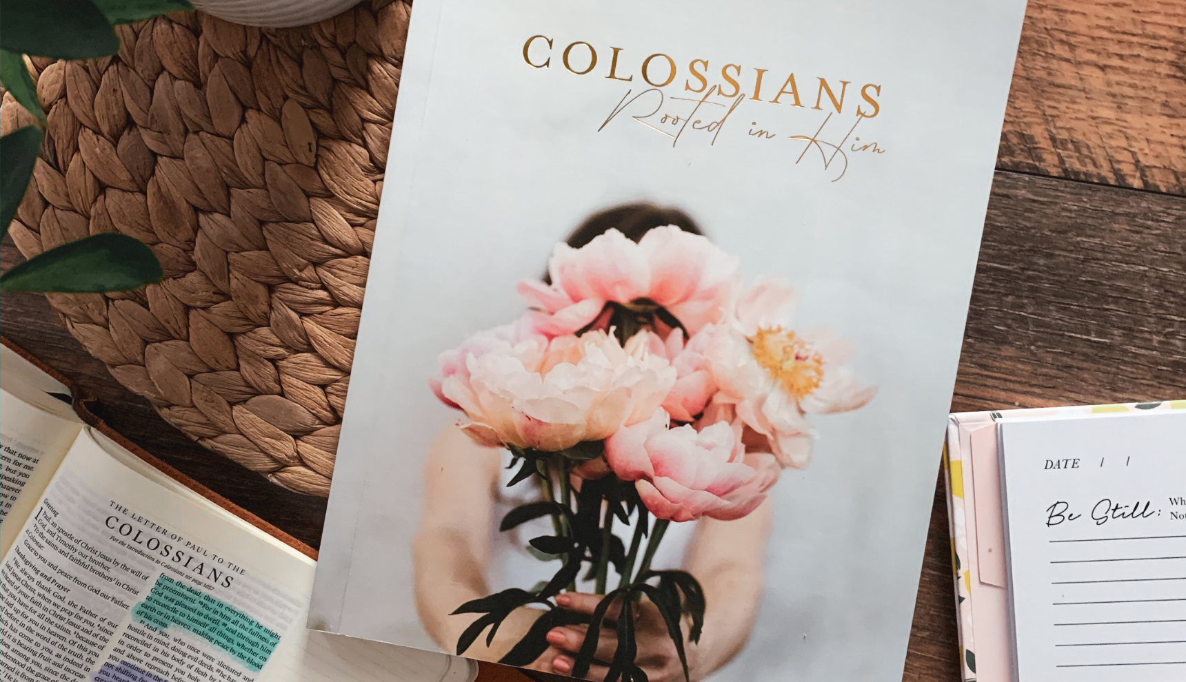 Colossians study on a wicker placemat