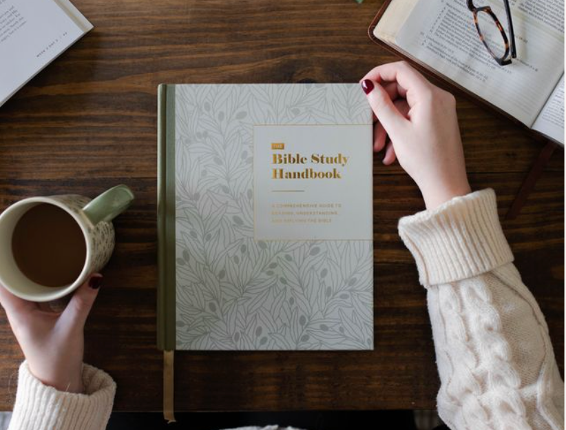 Women with The Bible Study Handbook on her desk | TDGC