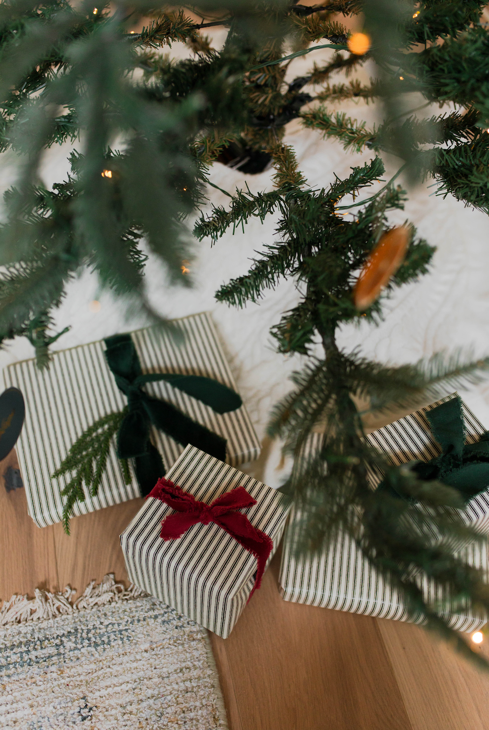 Wrapped presents under a Christmas Tree