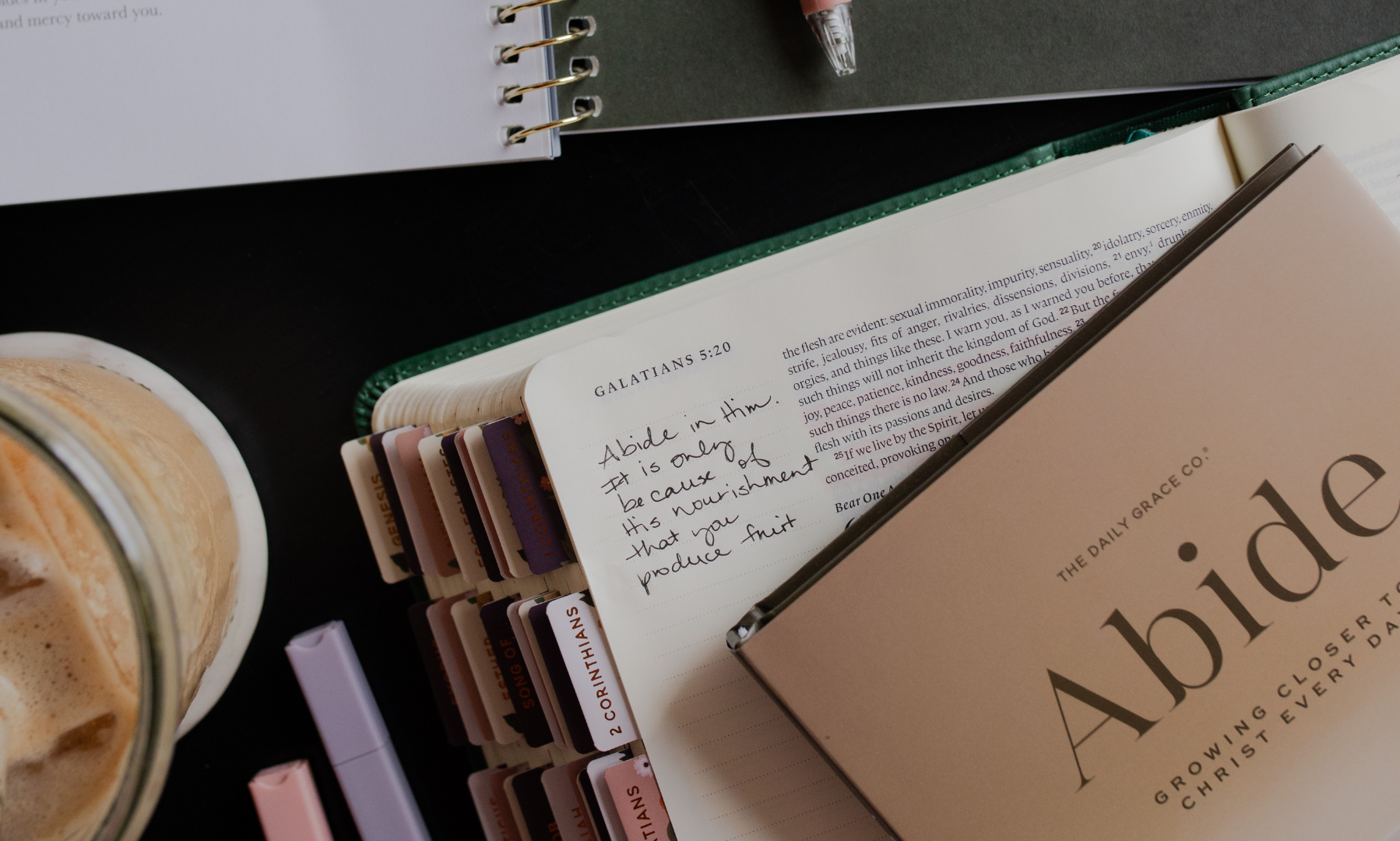 The Abide study on an open bible