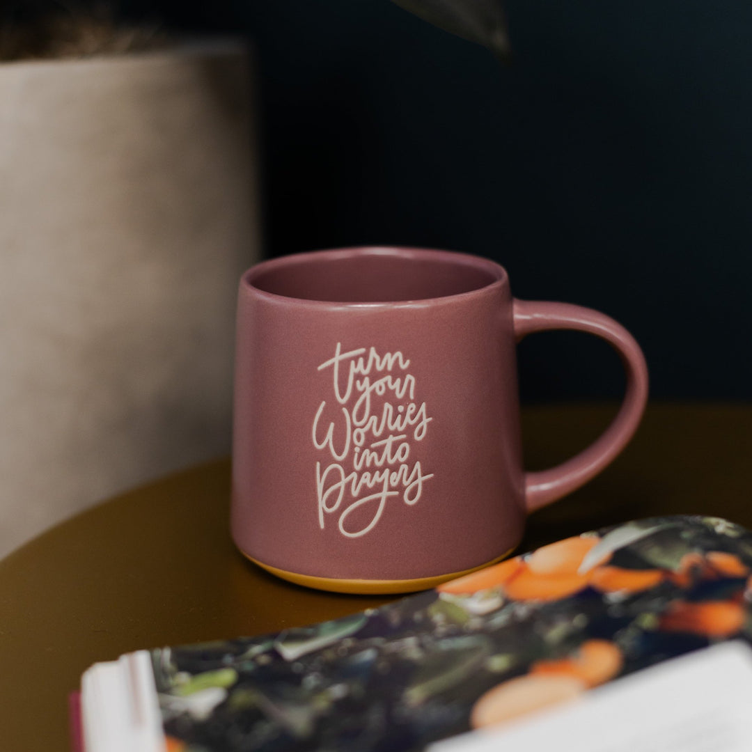 Turn your worries into prayer Christian mug for hot or cold beverages