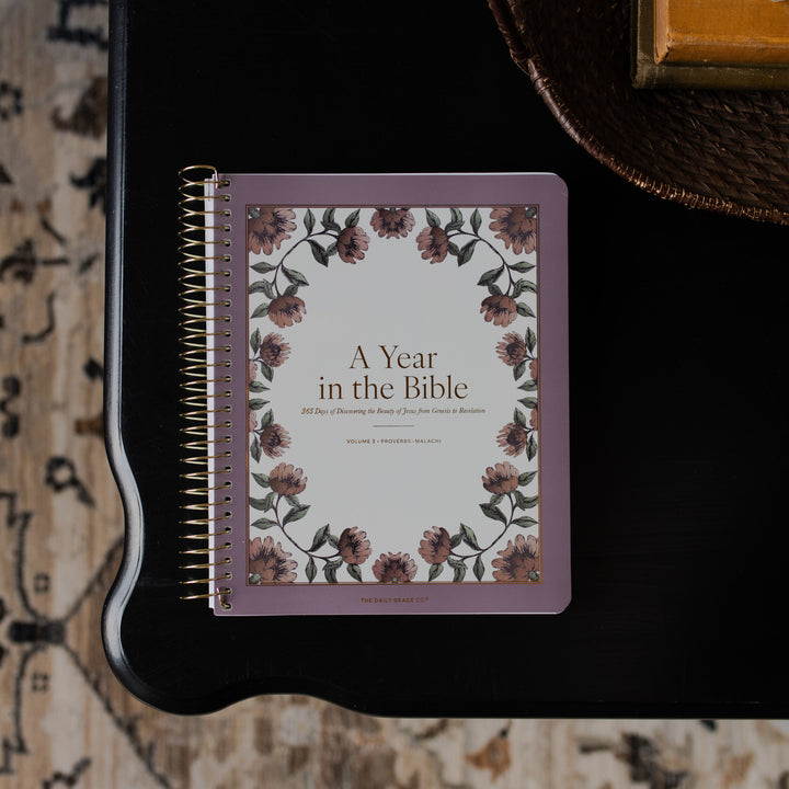 A Year in the bible Vol 3 cover on a black tabletop