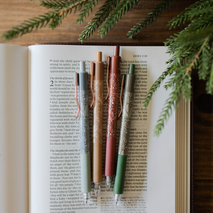 Set of 4 Advent Pens on Bible