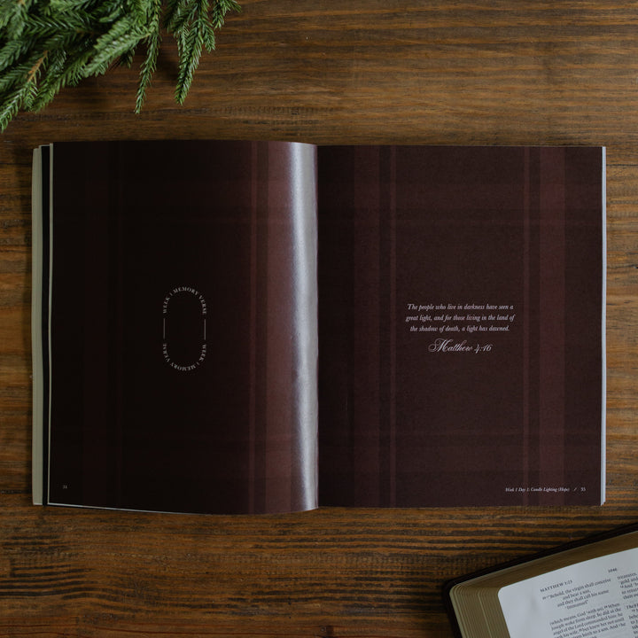 The Awakening Wonder opened to the mini devotional and passage page on a wooden table