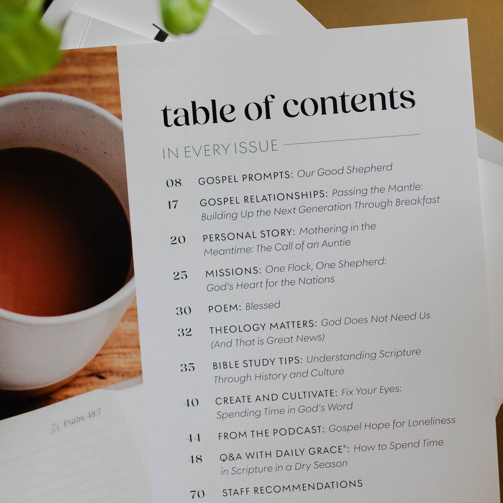 Be Still Magazine table of contents