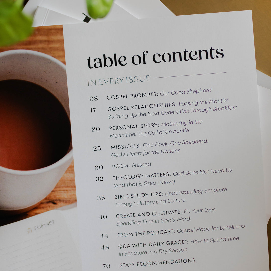 Be Still Magazine table of contents