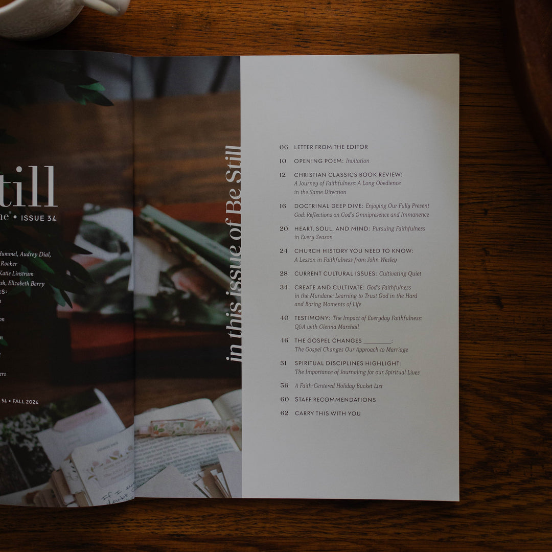 Table of Contents in Be Still Issue 34 Christian Magazine