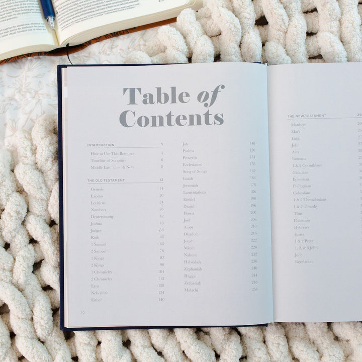 Handbook open to Table of Contents page