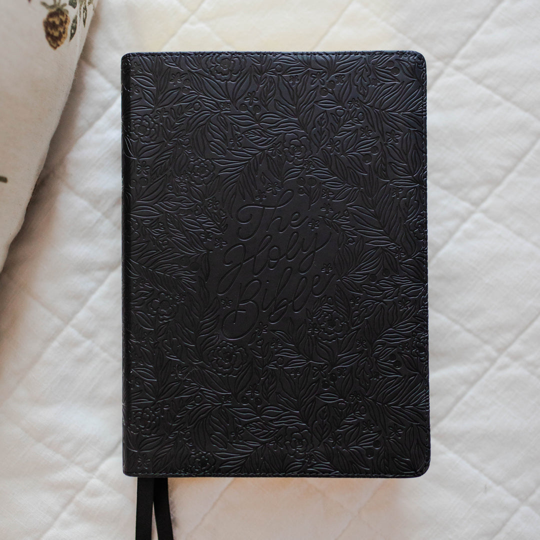 study bible for women black floral esv