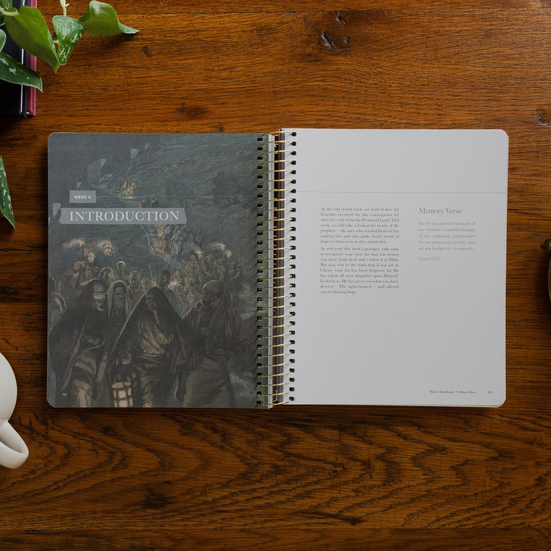 Clinging to the Cross Spiral study opened to the Introduction page on a wooden table