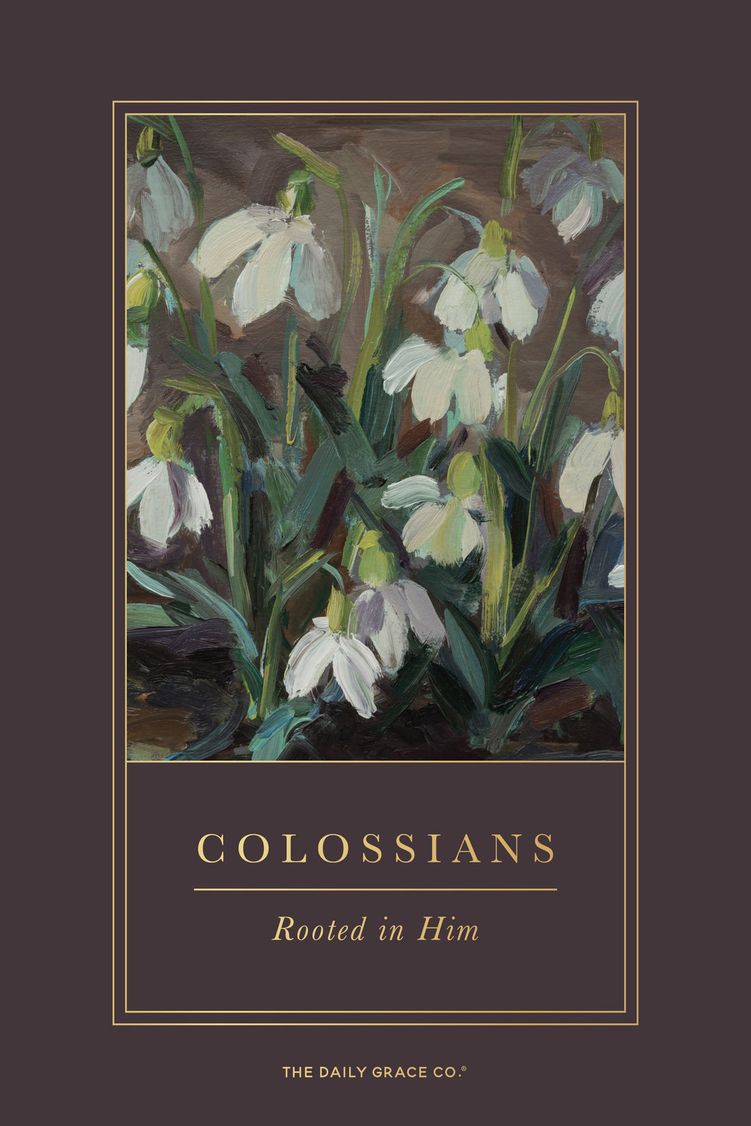 Cover art with gold lettering and etching with a painting of slowly blooming flowers on the cover