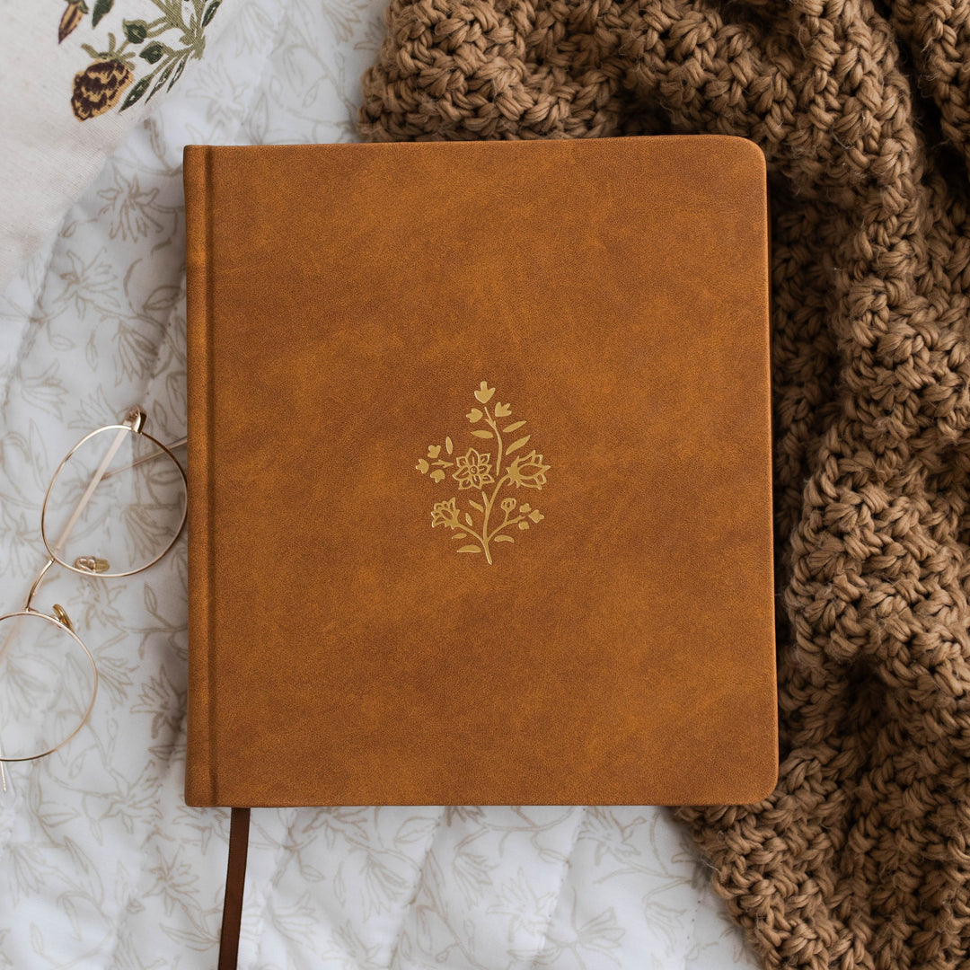 ESV Journaling Study Bible cognac with gold foil