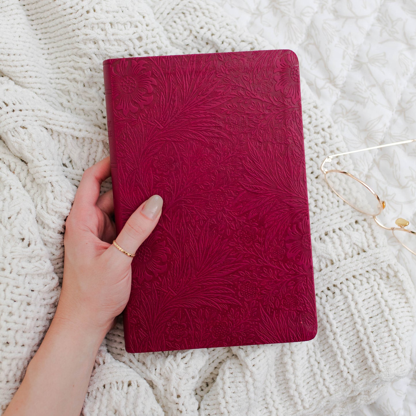 ESV Large Print Value Thinline Bible TruTone®, Raspberry, Floral Design | The Daily Grace Co.