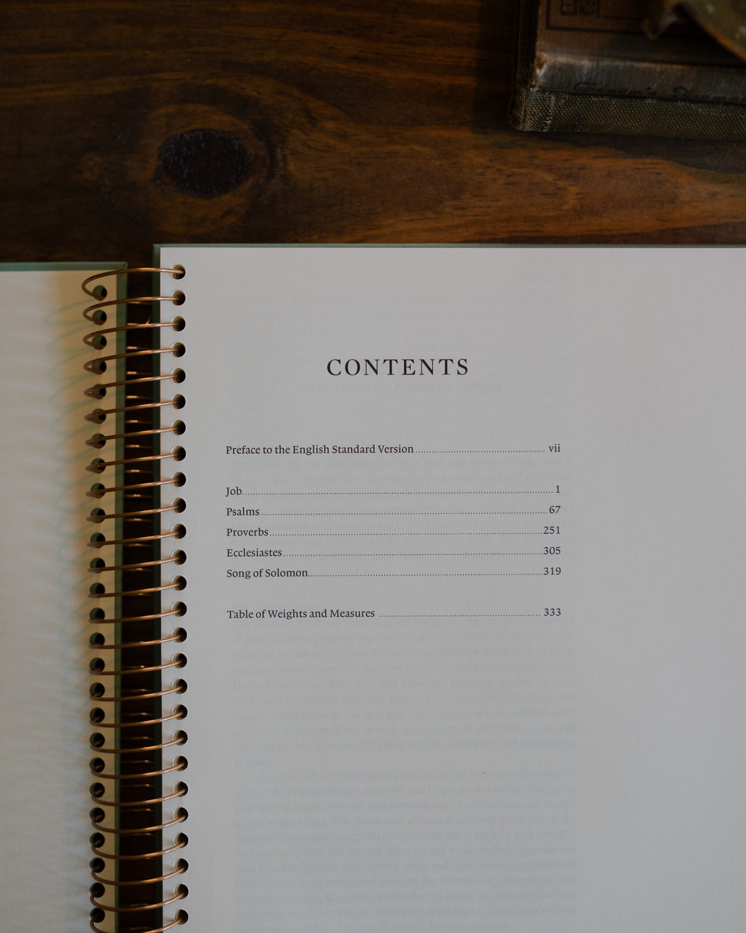 Table of Contents of wisdom books