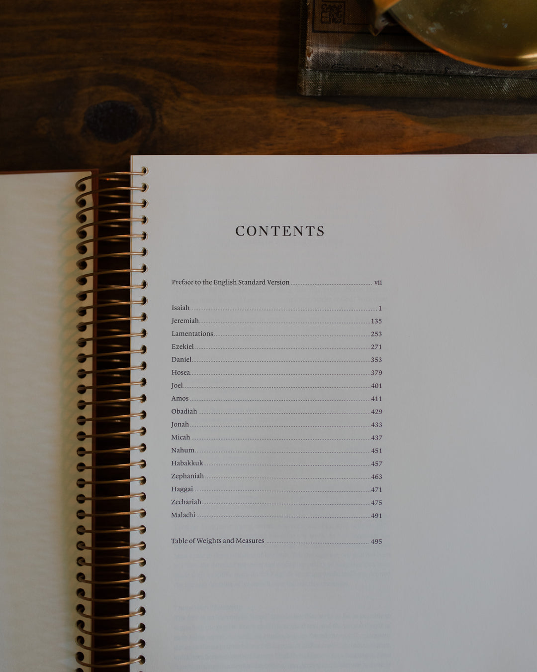 Table of contents of prophets