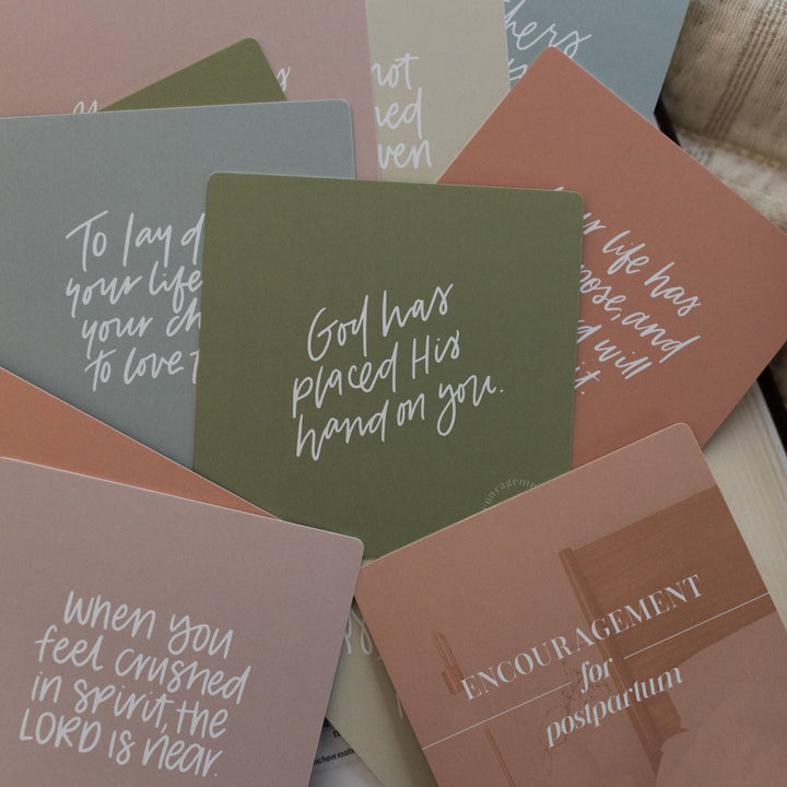 Example of encouragement side of women's encouragement for postpartum verse cards