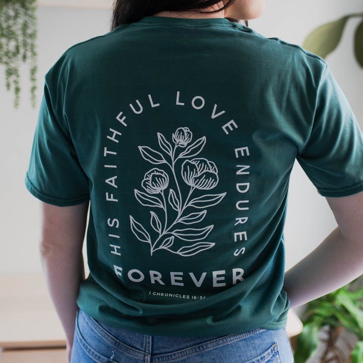 Faithful Love christian tee with bible verse