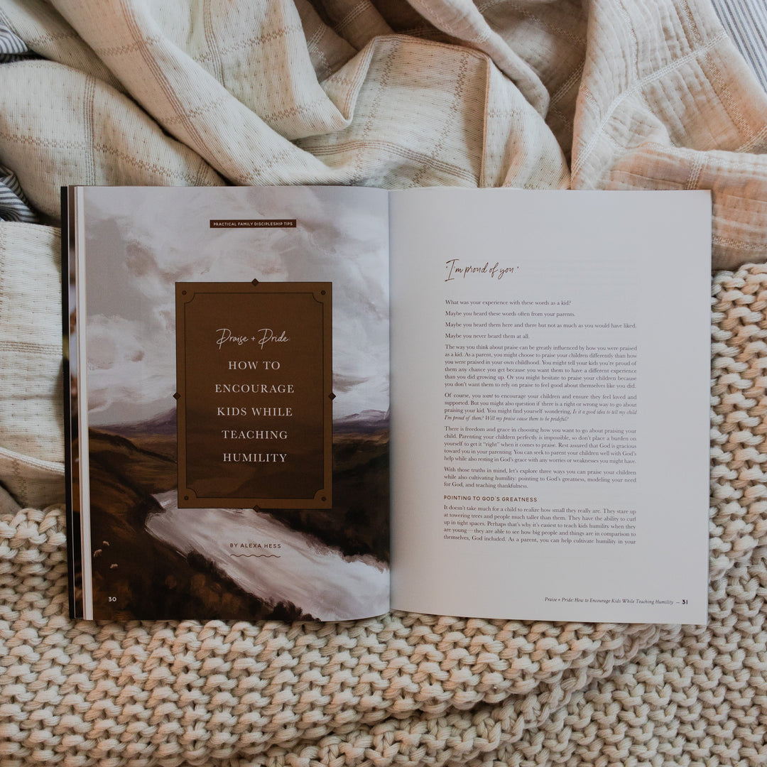 Gospel at Home Issue 9 Magazine opened to praise and pride page on two blankets, one that is knitted and one that is smooth
