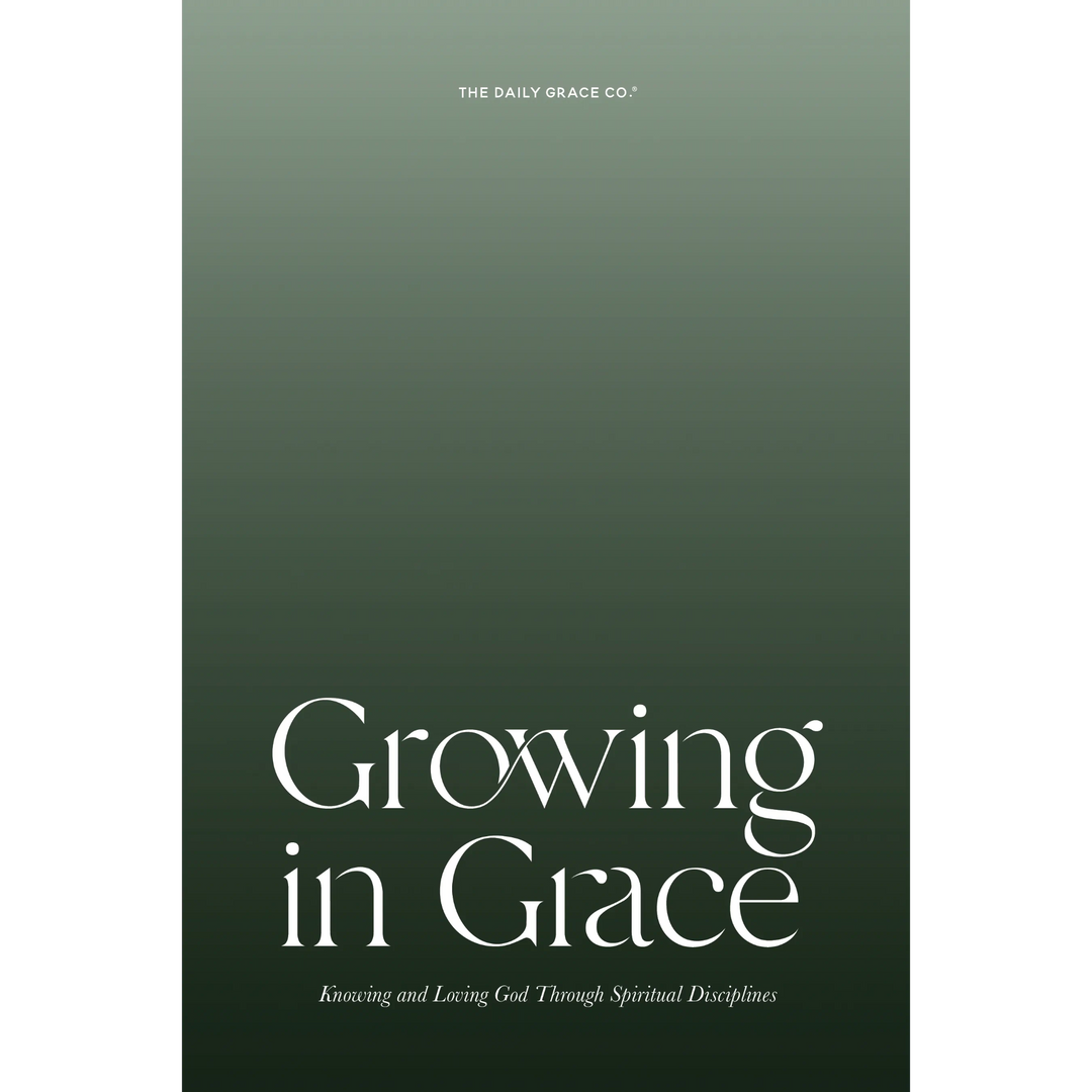 The Growing in Grace Hardcover Mockup with a gradient green background