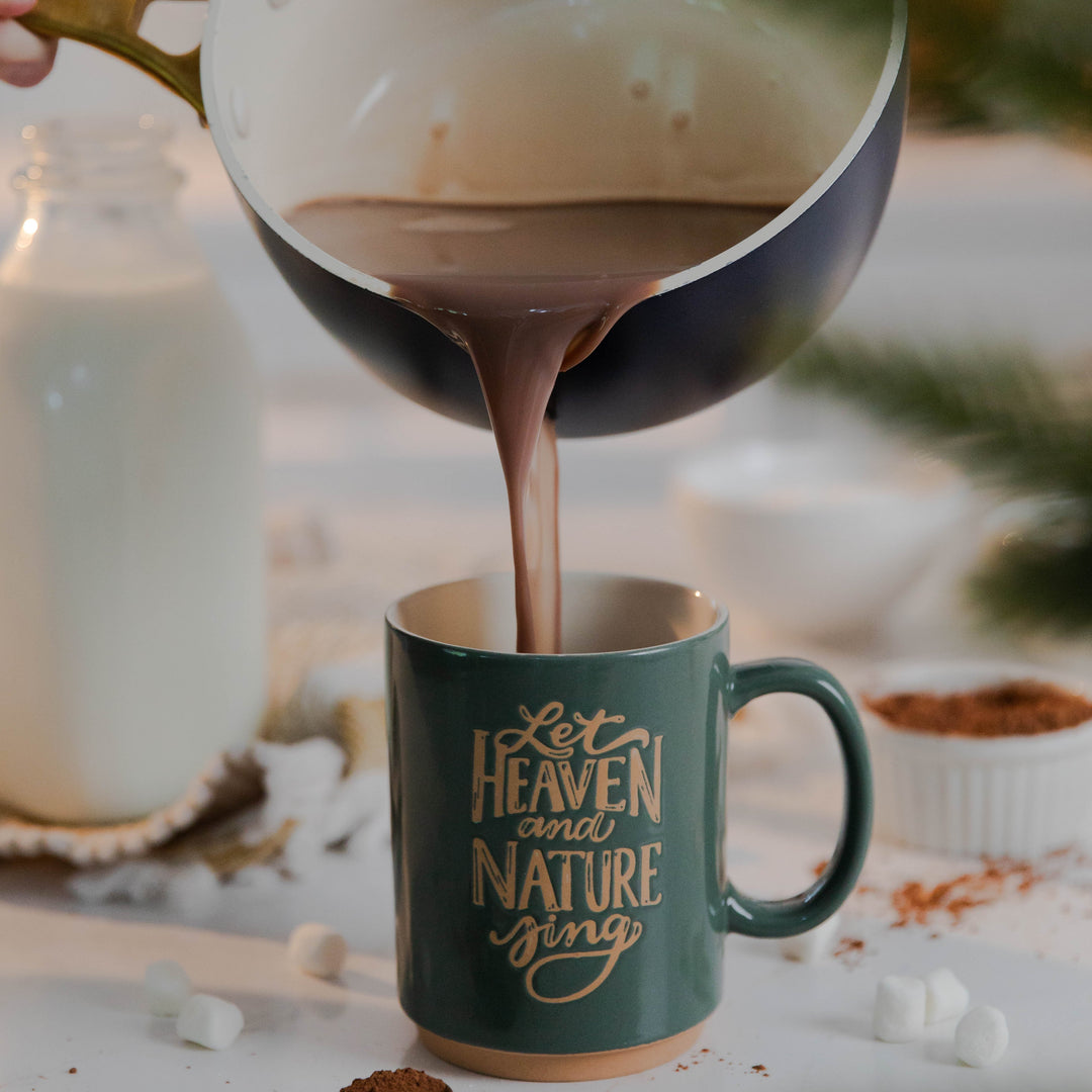 Hot chocolate poured into Heaven and Nature Sing mug 