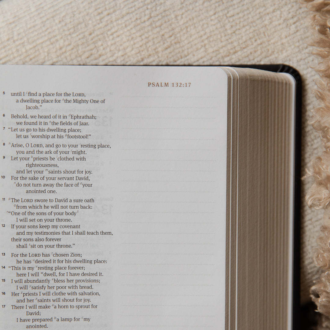 Open bible with text on a textured surface