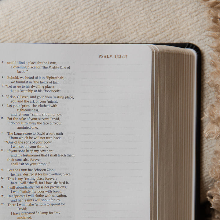 Open bible with text on a textured surface