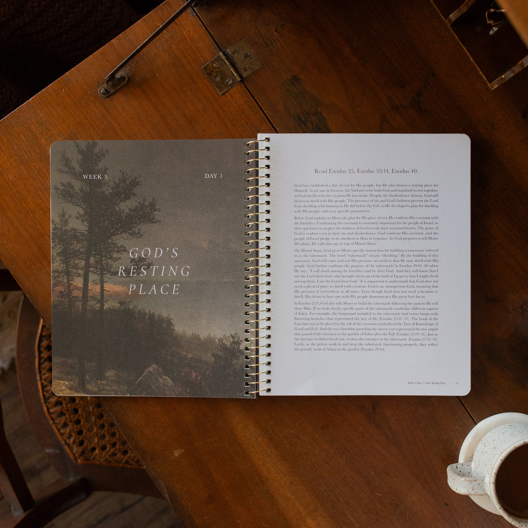 Made for Him Spiral study opened to the week 3 intro page on a wooden table