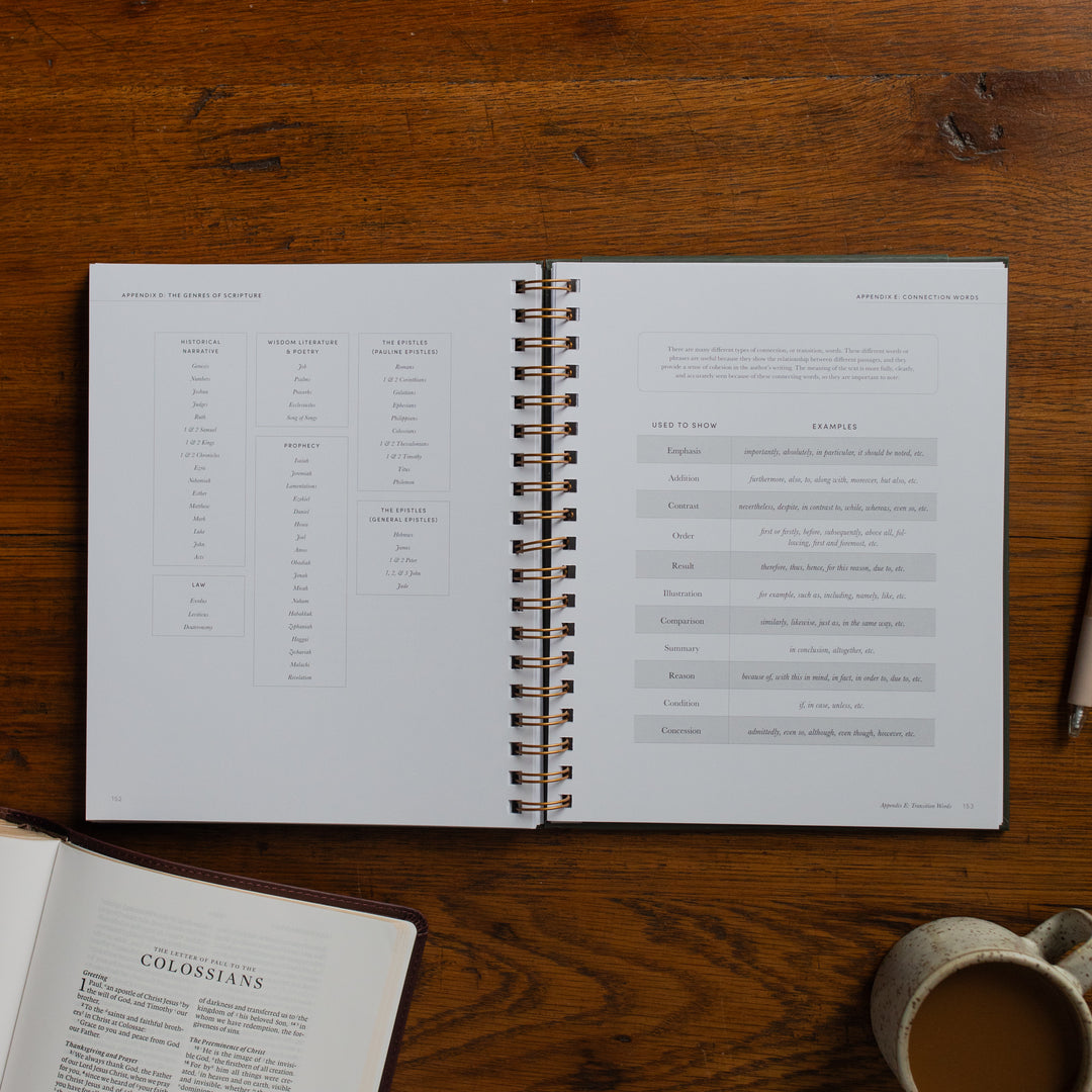 Mark It Up Journal opened to the appendix page next to a pen