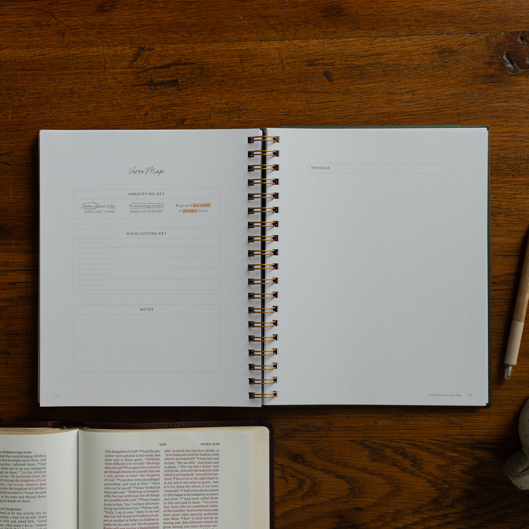 Mark It Up Journal opened to the verse map page