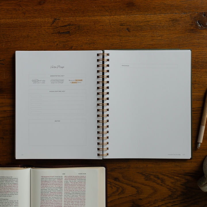 Mark It Up Journal opened to the verse map page