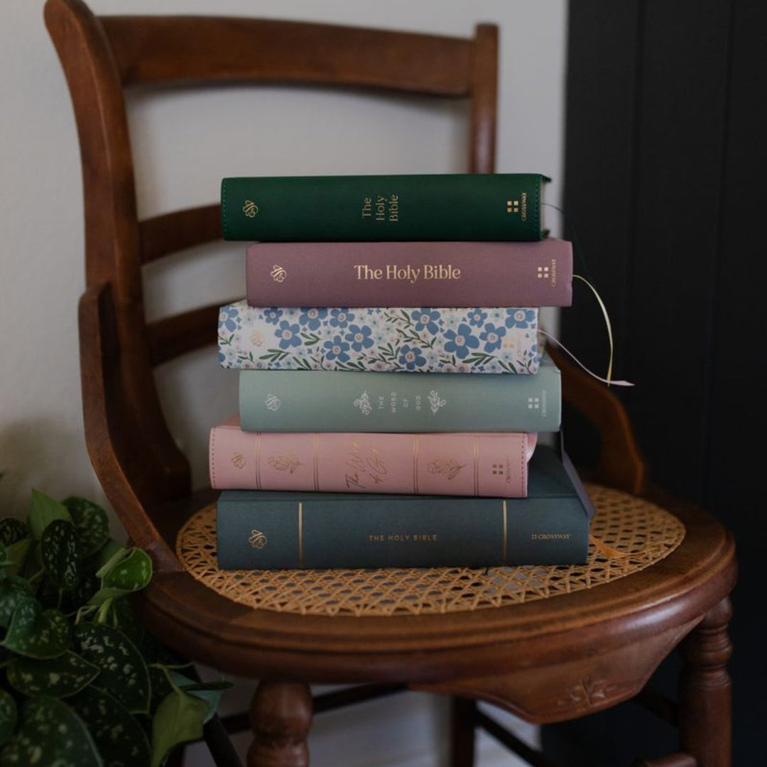 Multiple Bibles Stacked on a wooden chair